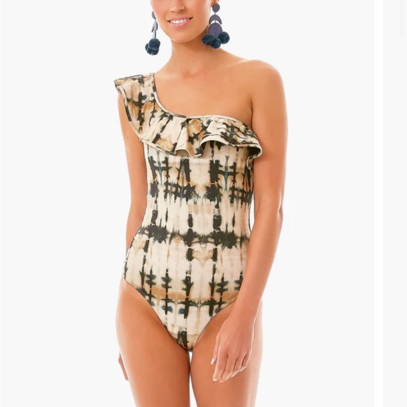 ULLA JOHNSON Desert Palm Tie Dye Printed Martina Maillot swimsuit L - Picture 1 of 8